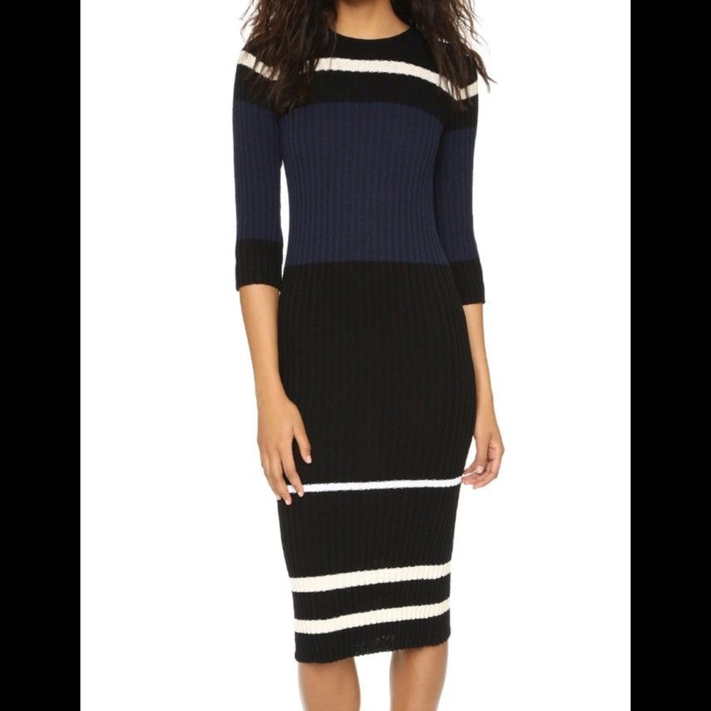 James Perse Striped Ribbed Knit Dress